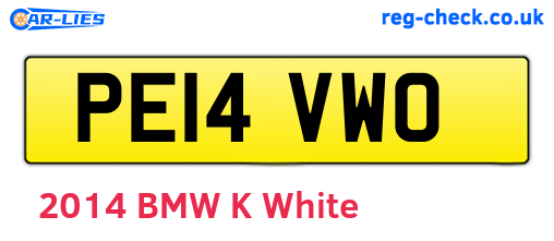 PE14VWO are the vehicle registration plates.