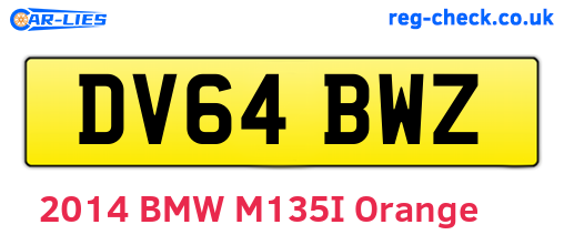 DV64BWZ are the vehicle registration plates.