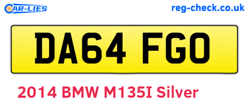 DA64FGO are the vehicle registration plates.