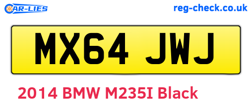 MX64JWJ are the vehicle registration plates.