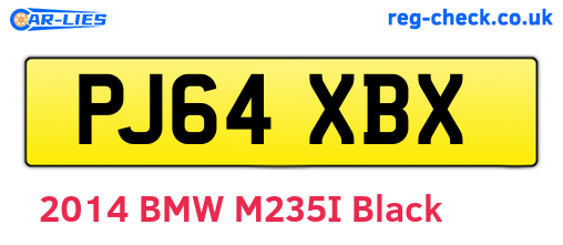 PJ64XBX are the vehicle registration plates.