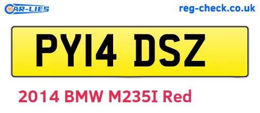 PY14DSZ are the vehicle registration plates.