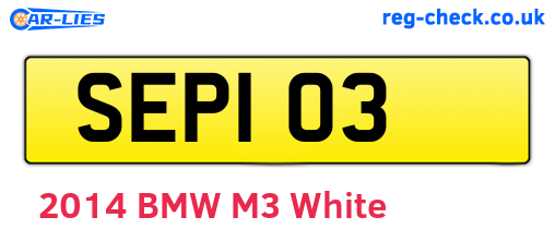 SEP103 are the vehicle registration plates.