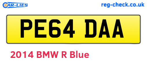 PE64DAA are the vehicle registration plates.