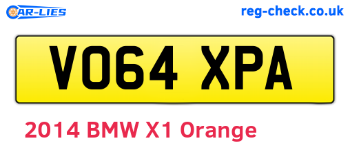 VO64XPA are the vehicle registration plates.