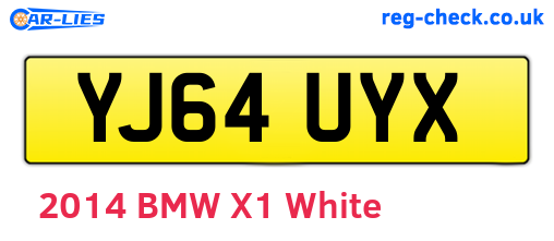 YJ64UYX are the vehicle registration plates.