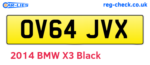OV64JVX are the vehicle registration plates.