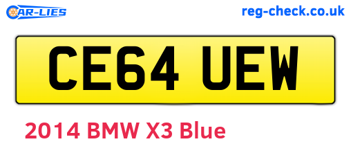 CE64UEW are the vehicle registration plates.