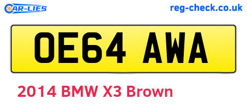 OE64AWA are the vehicle registration plates.