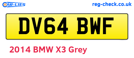 DV64BWF are the vehicle registration plates.