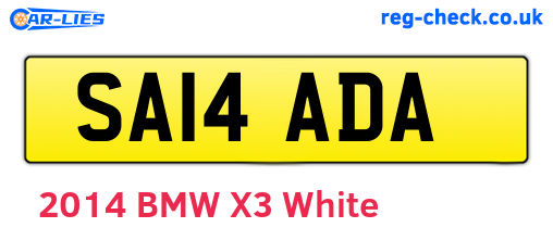 SA14ADA are the vehicle registration plates.