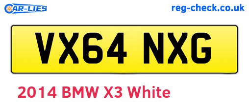VX64NXG are the vehicle registration plates.