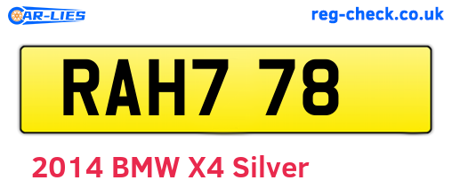 RAH778 are the vehicle registration plates.