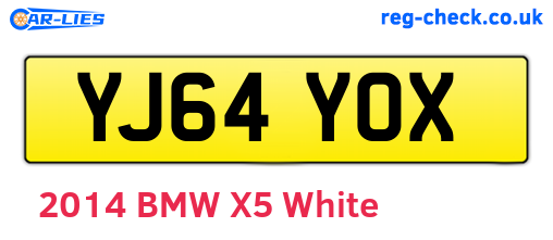 YJ64YOX are the vehicle registration plates.