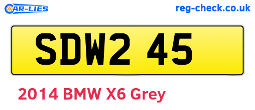 SDW245 are the vehicle registration plates.