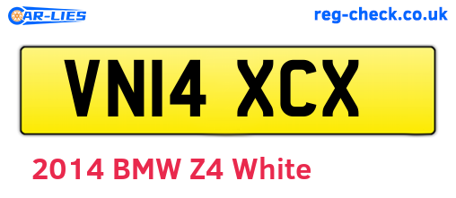 VN14XCX are the vehicle registration plates.