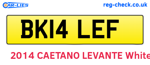 BK14LEF are the vehicle registration plates.