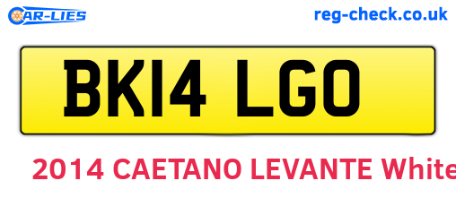 BK14LGO are the vehicle registration plates.