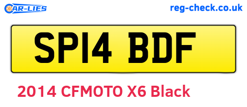 SP14BDF are the vehicle registration plates.