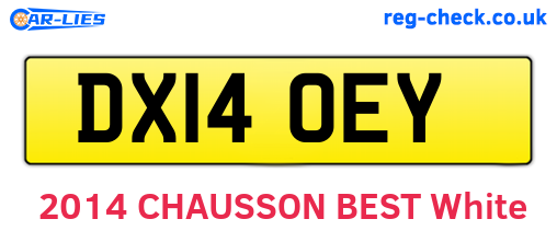 DX14OEY are the vehicle registration plates.
