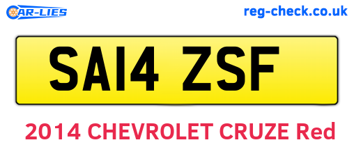 SA14ZSF are the vehicle registration plates.