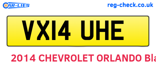VX14UHE are the vehicle registration plates.