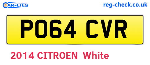 PO64CVR are the vehicle registration plates.