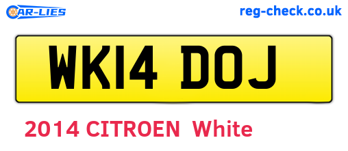 WK14DOJ are the vehicle registration plates.