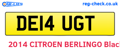 DE14UGT are the vehicle registration plates.