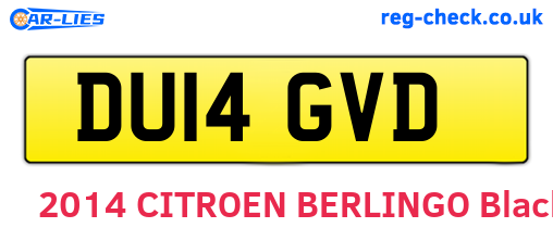 DU14GVD are the vehicle registration plates.