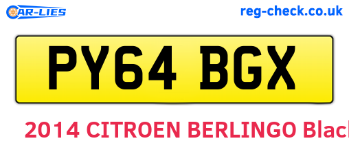 PY64BGX are the vehicle registration plates.