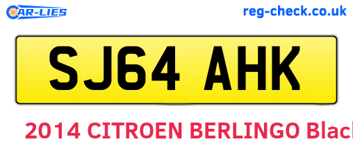 SJ64AHK are the vehicle registration plates.