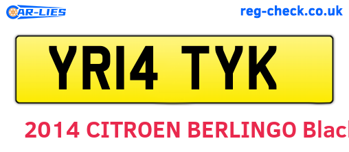 YR14TYK are the vehicle registration plates.