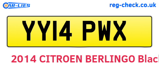 YY14PWX are the vehicle registration plates.