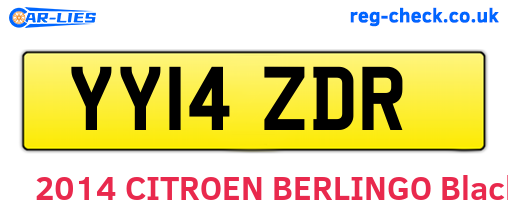 YY14ZDR are the vehicle registration plates.