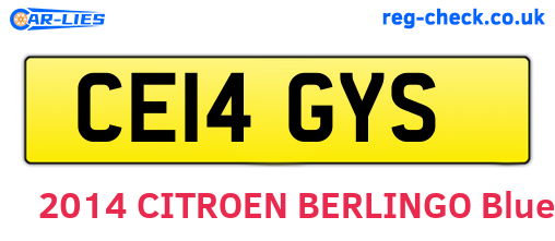 CE14GYS are the vehicle registration plates.