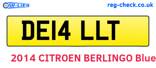 DE14LLT are the vehicle registration plates.
