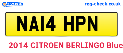 NA14HPN are the vehicle registration plates.