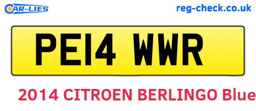 PE14WWR are the vehicle registration plates.