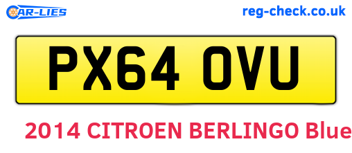 PX64OVU are the vehicle registration plates.