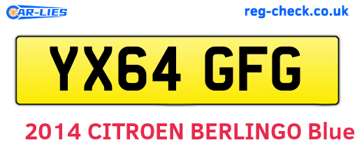 YX64GFG are the vehicle registration plates.