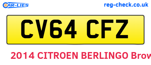CV64CFZ are the vehicle registration plates.