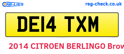 DE14TXM are the vehicle registration plates.