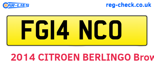 FG14NCO are the vehicle registration plates.