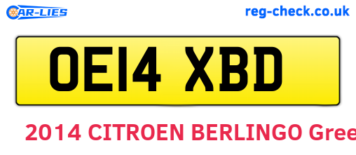 OE14XBD are the vehicle registration plates.