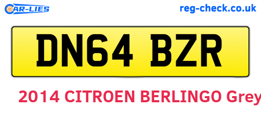 DN64BZR are the vehicle registration plates.