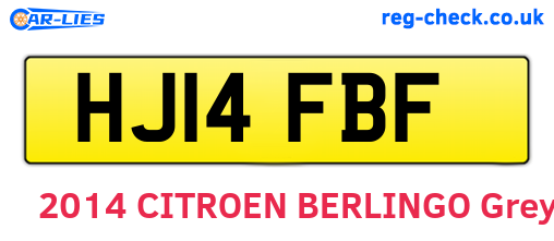 HJ14FBF are the vehicle registration plates.