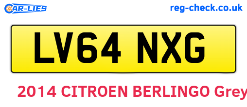 LV64NXG are the vehicle registration plates.
