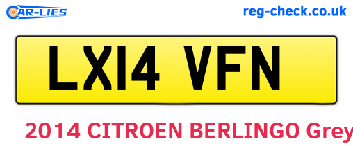 LX14VFN are the vehicle registration plates.