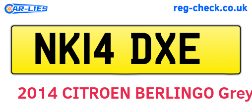 NK14DXE are the vehicle registration plates.